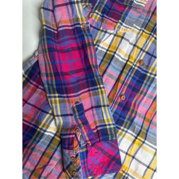 SO Long Sleeve Plaid Button Up Shirt Cotton Multicolor Juniors Size L - Picture 4 of 9